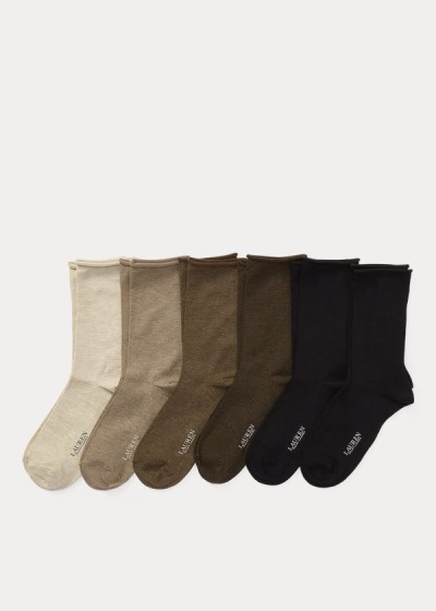 Calcetines Ralph Lauren Mujer Blancos / Grises / Negros - Roll-Top 6-Pack - ITEUA0638